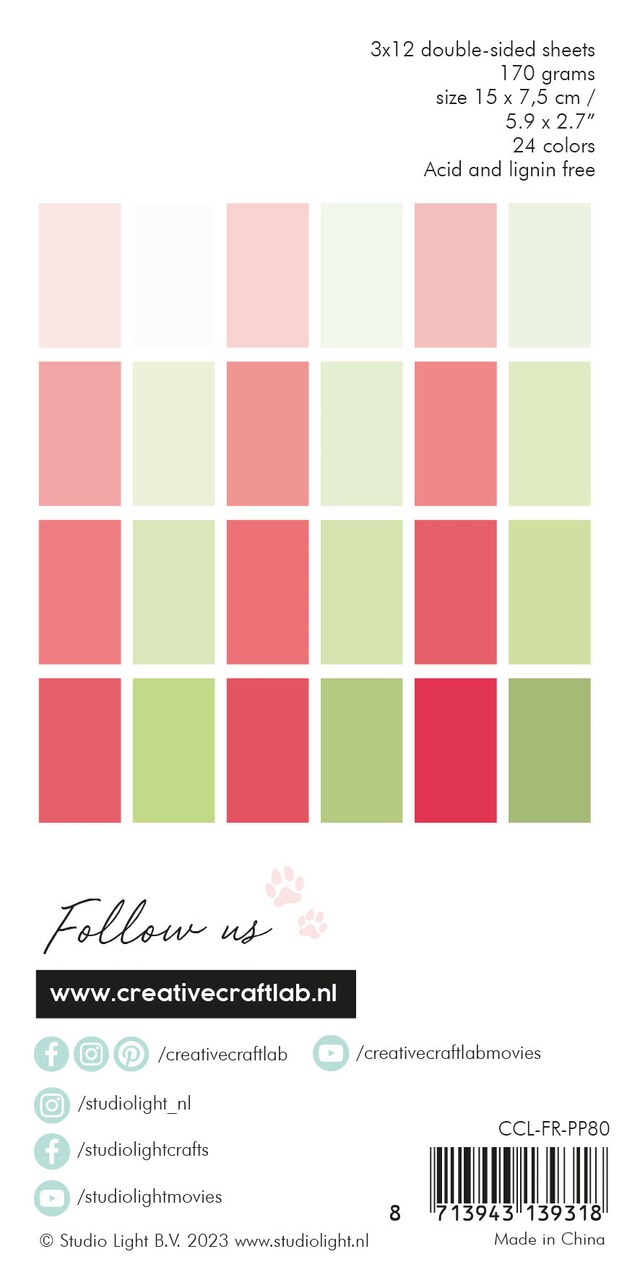 Studio Light CCL Mini Paper Pad Fruity Friendz 150x75x9mm 24 SH nr.80